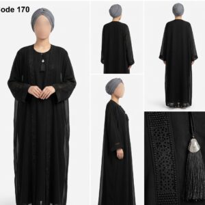 Cut Work Double Color With Bracelet Abaya