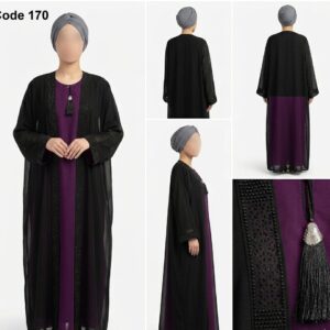 Cut work Double Color With Bracelet Abaya